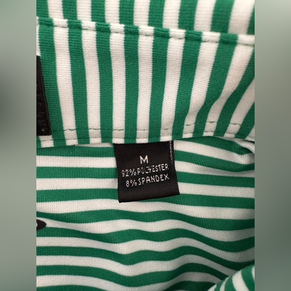 Byron Nelson DriWay Golf Shirt Green White Stripes Medium  Performance Polo - Picture 5 of 12